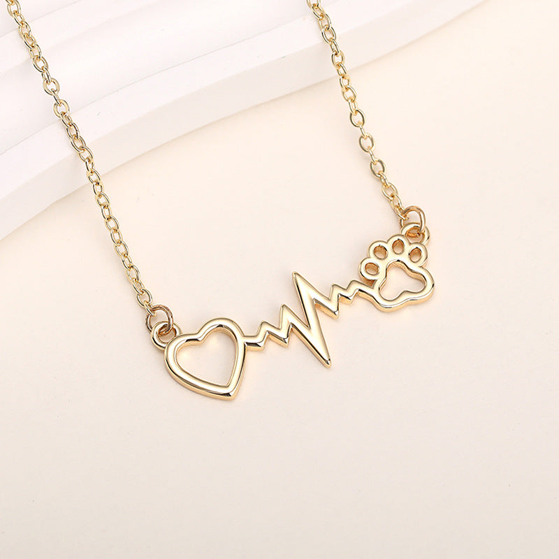 Cat Paw Love Heart-shaped Necklace