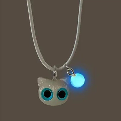 Luminous Cat Charm Bracelet Necklace Set
