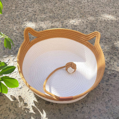Woven Rattan Cat Nest with Optional Accessories