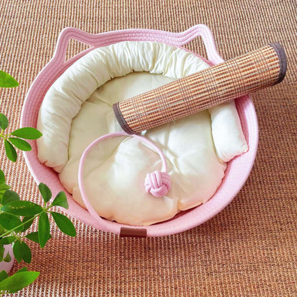 Woven Rattan Cat Nest with Optional Accessories