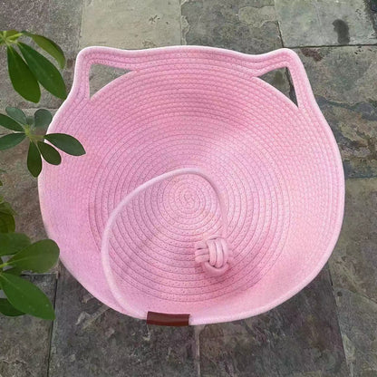 Woven Rattan Cat Nest with Optional Accessories