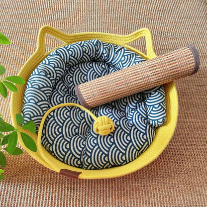 Woven Rattan Cat Nest with Optional Accessories