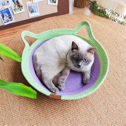 Woven Rattan Cat Nest with Optional Accessories