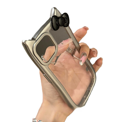 Transparent phone case with silver cat ears
