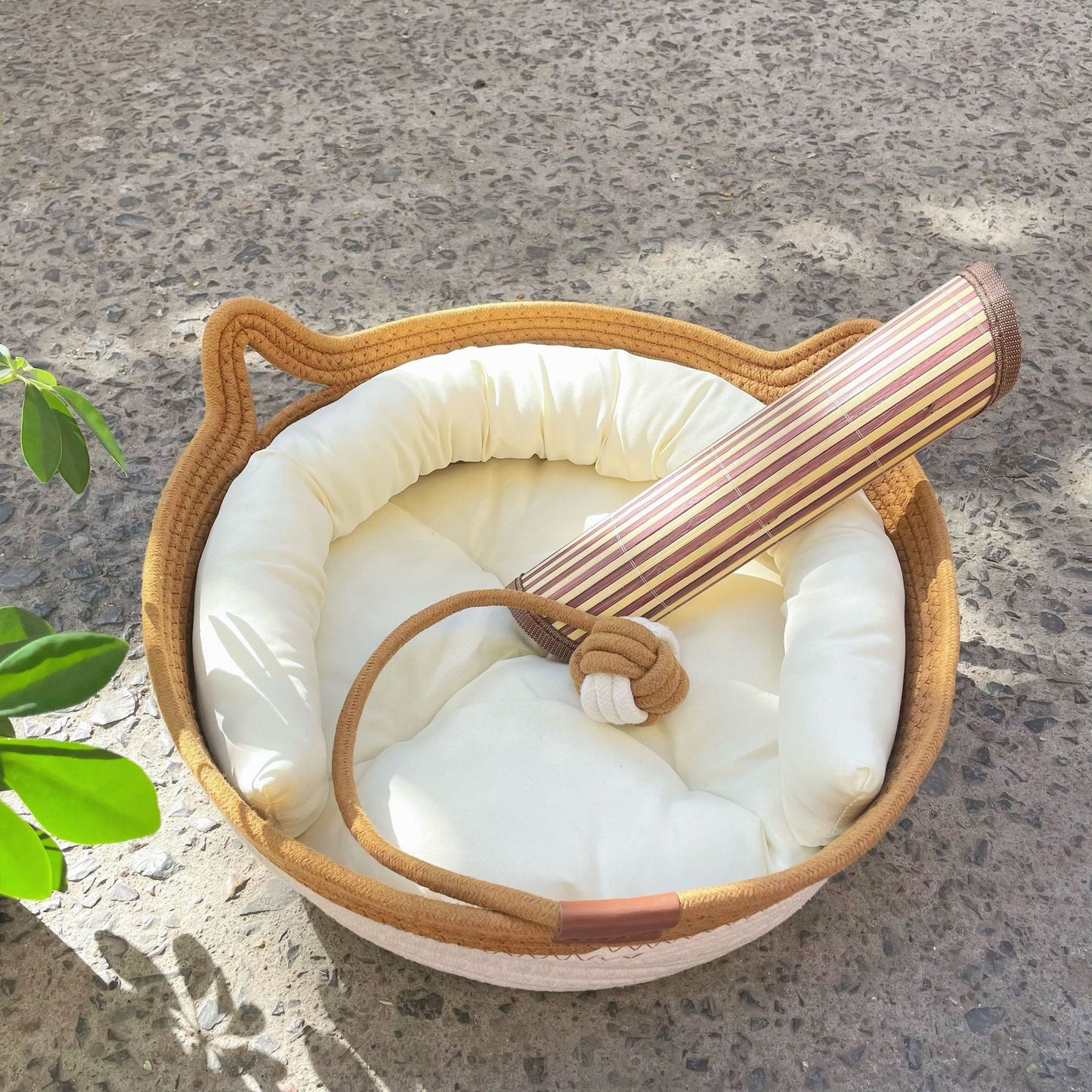 Woven Rattan Cat Nest with Optional Accessories