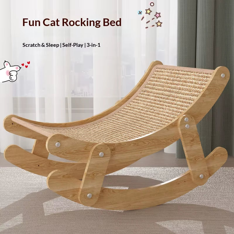 Large Luxury Cat Rocking Chair & Scratching Board Integrated Recliner Hammock Summer Non-Shedding