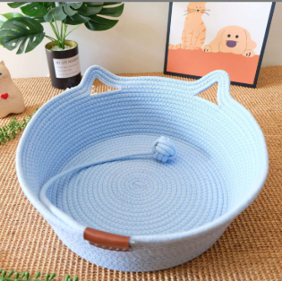 Woven Rattan Cat Nest with Optional Accessories