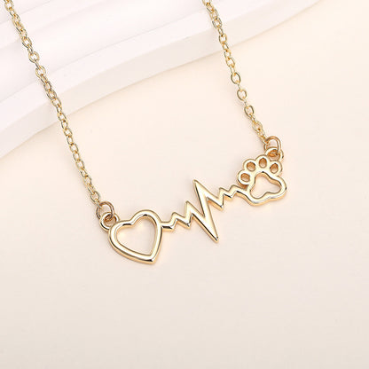 Cat Paw Love Heart-shaped Necklace