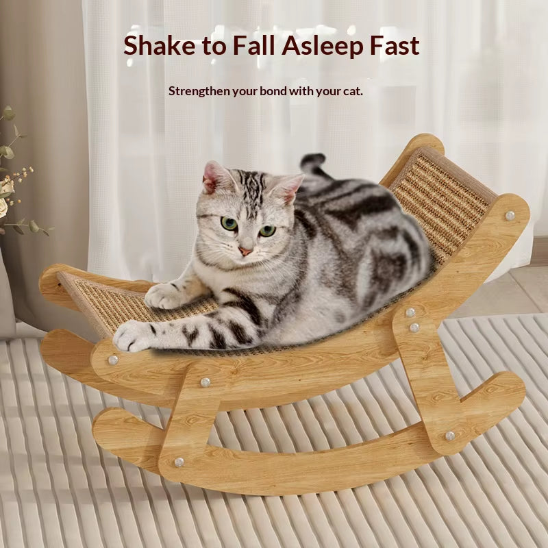 Large Luxury Cat Rocking Chair & Scratching Board Integrated Recliner Hammock Summer Non-Shedding