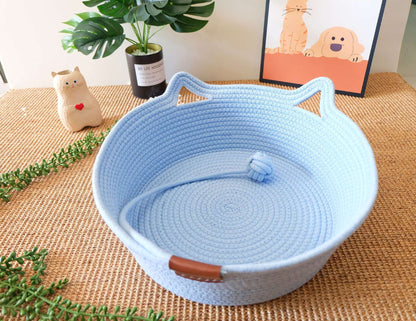 Woven Rattan Cat Nest with Optional Accessories