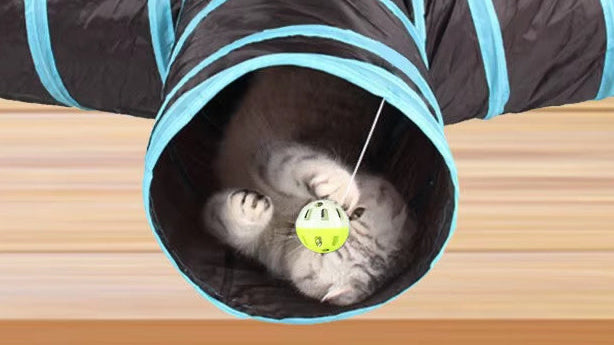 New Foldable Cat Tunnel Toy with Crinkle Sound Paper Collapsible Cat Play Tube Interactive Smart Training Pet Toys for Kitten
