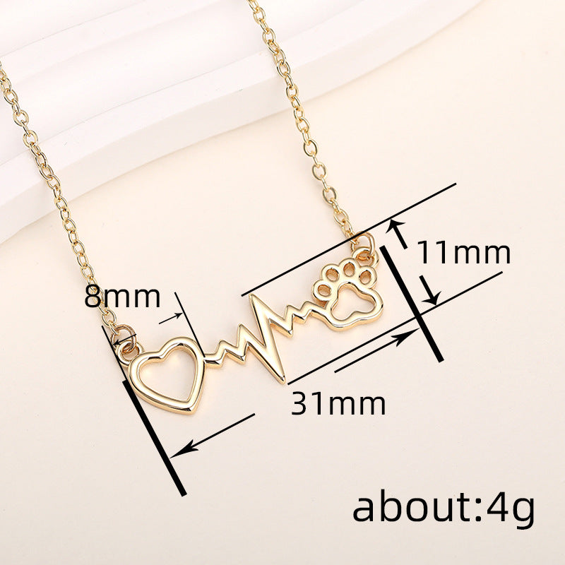 Cat Paw Love Heart-shaped Necklace