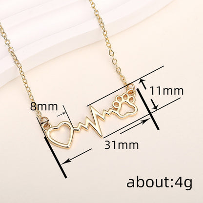 Cat Paw Love Heart-shaped Necklace