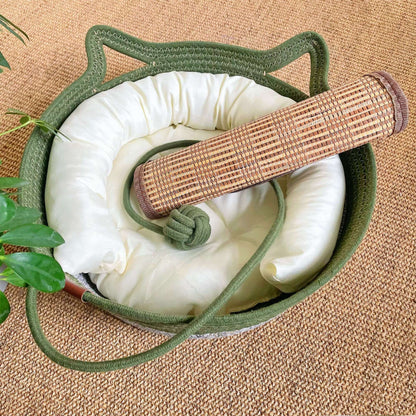 Woven Rattan Cat Nest with Optional Accessories