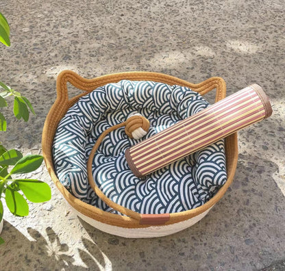 Woven Rattan Cat Nest with Optional Accessories