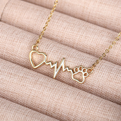 Cat Paw Love Heart-shaped Necklace
