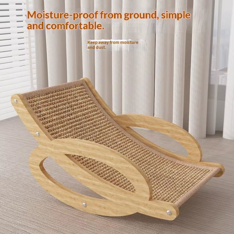 Large Luxury Cat Rocking Chair & Scratching Board Integrated Recliner Hammock Summer Non-Shedding