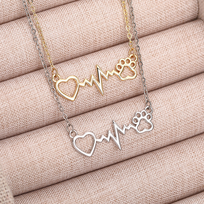 Cat Paw Love Heart-shaped Necklace