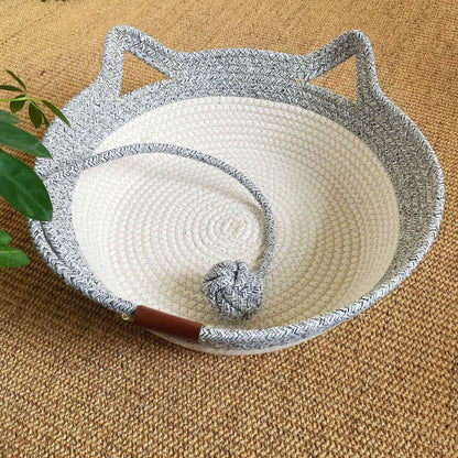 Woven Rattan Cat Nest with Optional Accessories