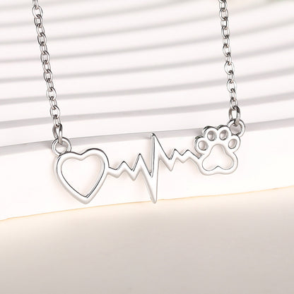 Cat Paw Love Heart-shaped Necklace