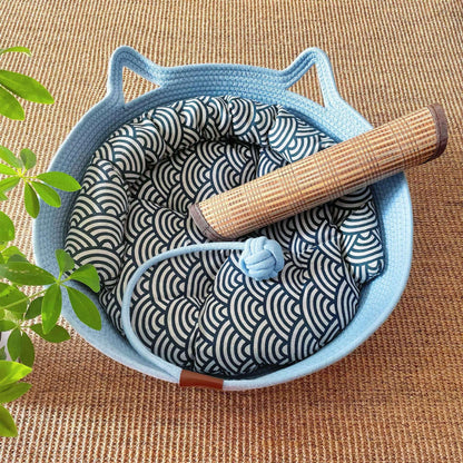 Woven Rattan Cat Nest with Optional Accessories