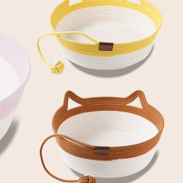 Woven Rattan Cat Nest with Optional Accessories