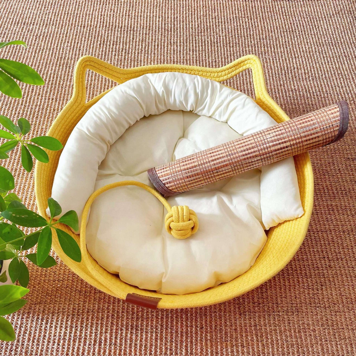 Woven Rattan Cat Nest with Optional Accessories
