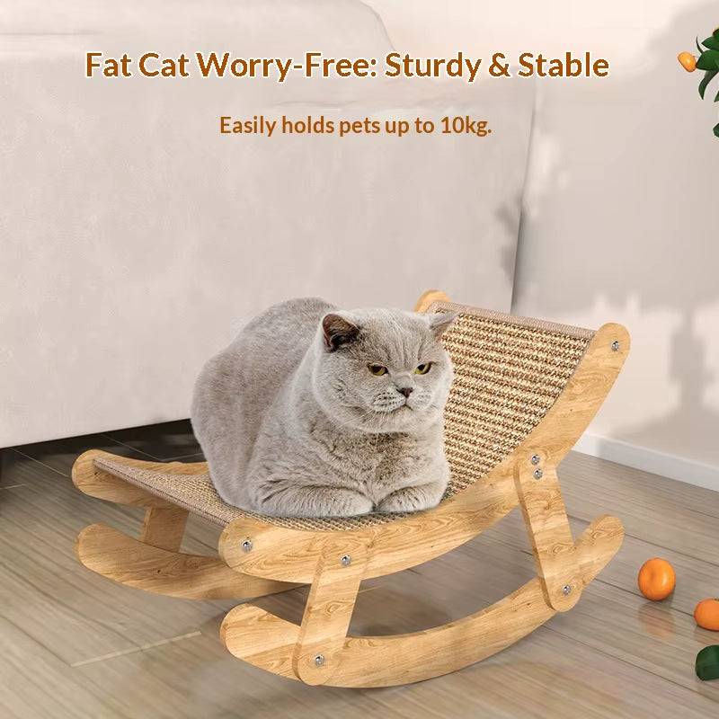 Large Luxury Cat Rocking Chair & Scratching Board Integrated Recliner Hammock Summer Non-Shedding