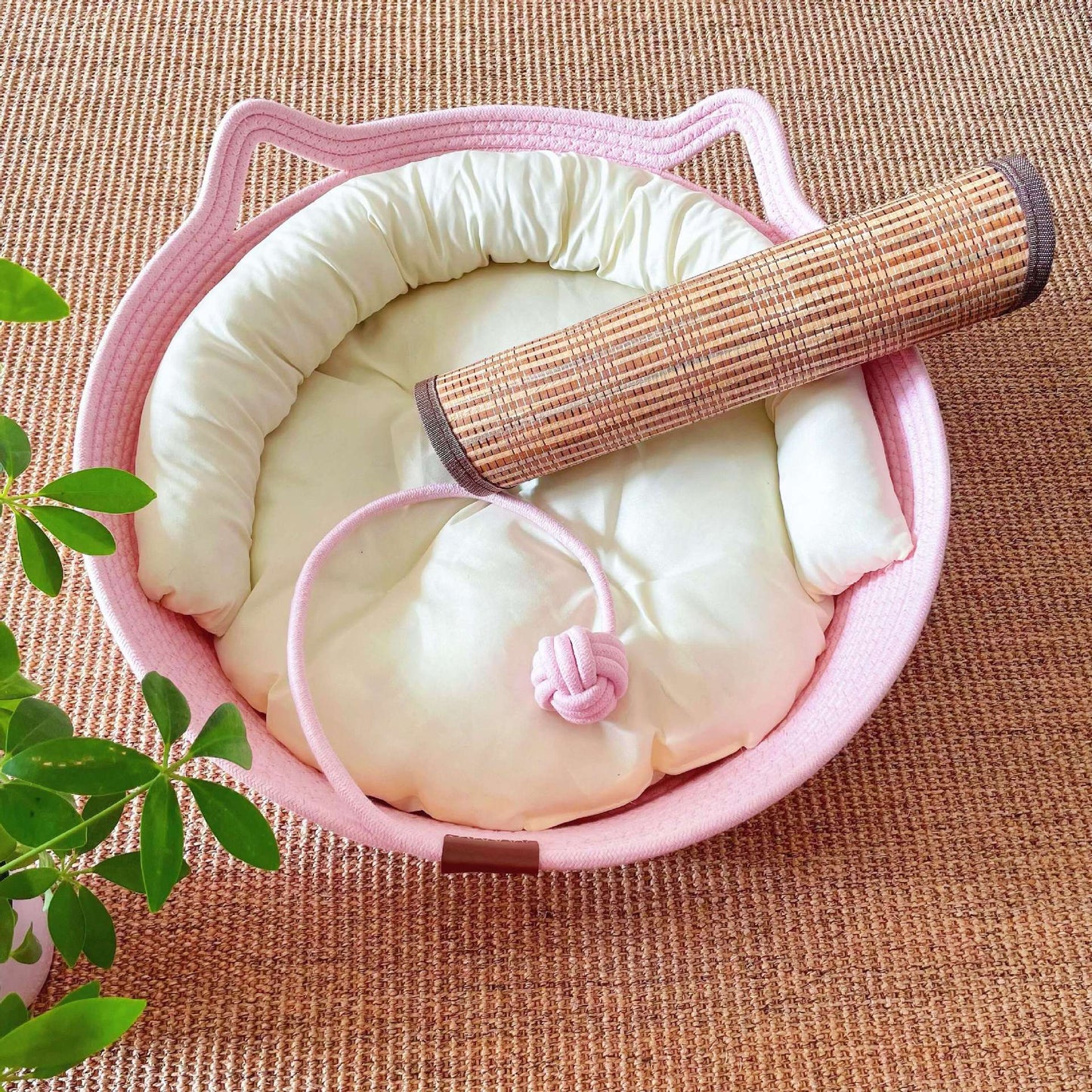Woven Rattan Cat Nest with Optional Accessories