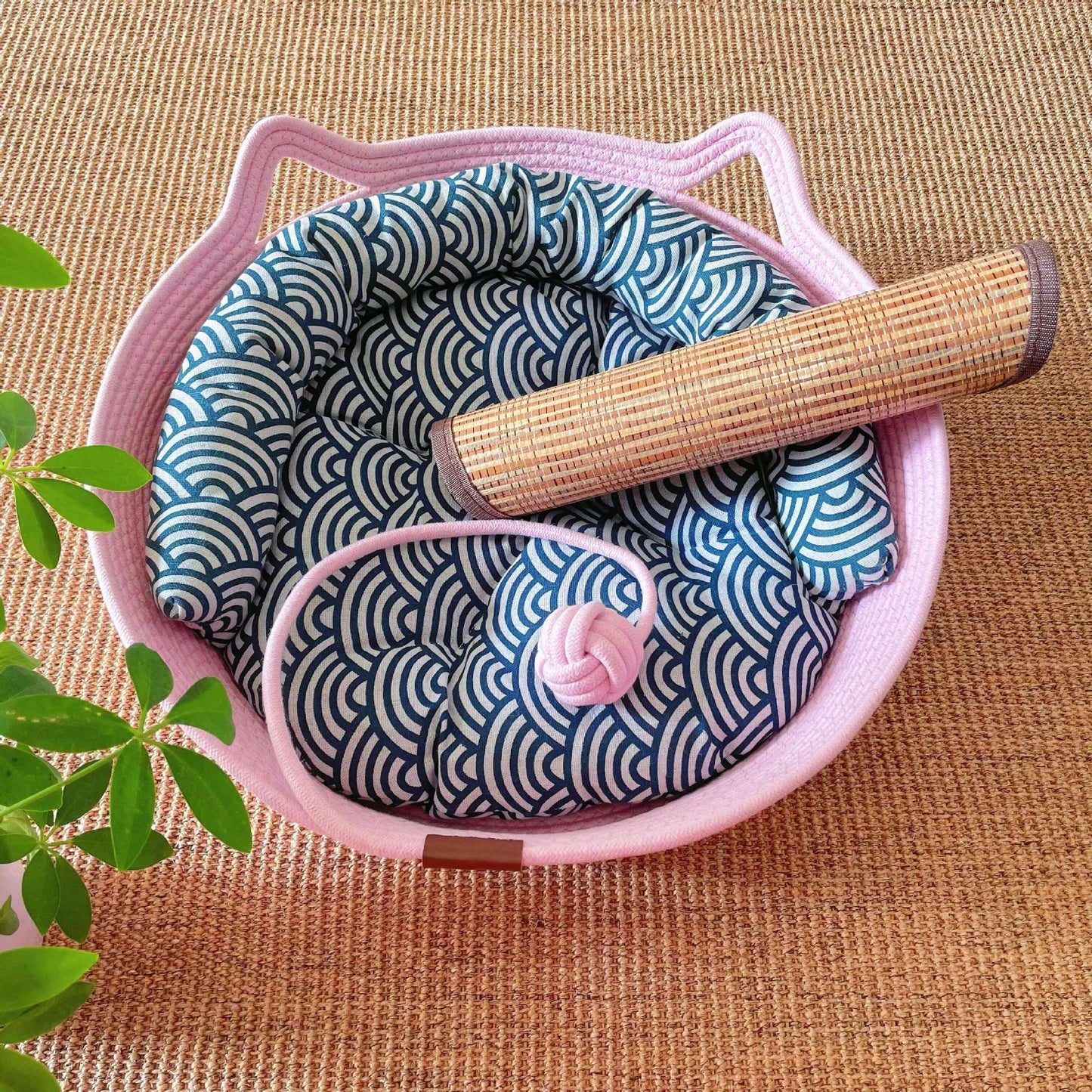 Woven Rattan Cat Nest with Optional Accessories