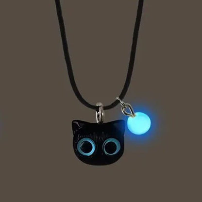 Luminous Cat Charm Bracelet Necklace Set
