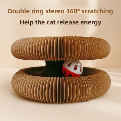 Foldable Corrugated Paper Cat Scratcher with Bells