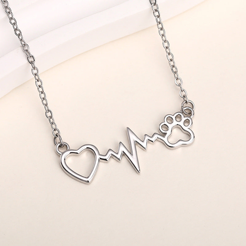Cat Paw Love Heart-shaped Necklace