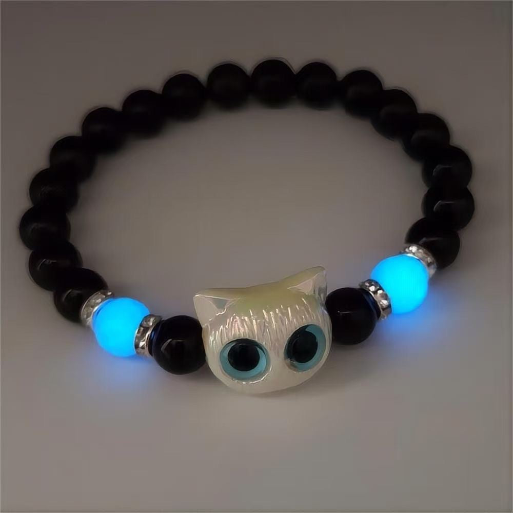 Luminous Cat Charm Bracelet Necklace Set