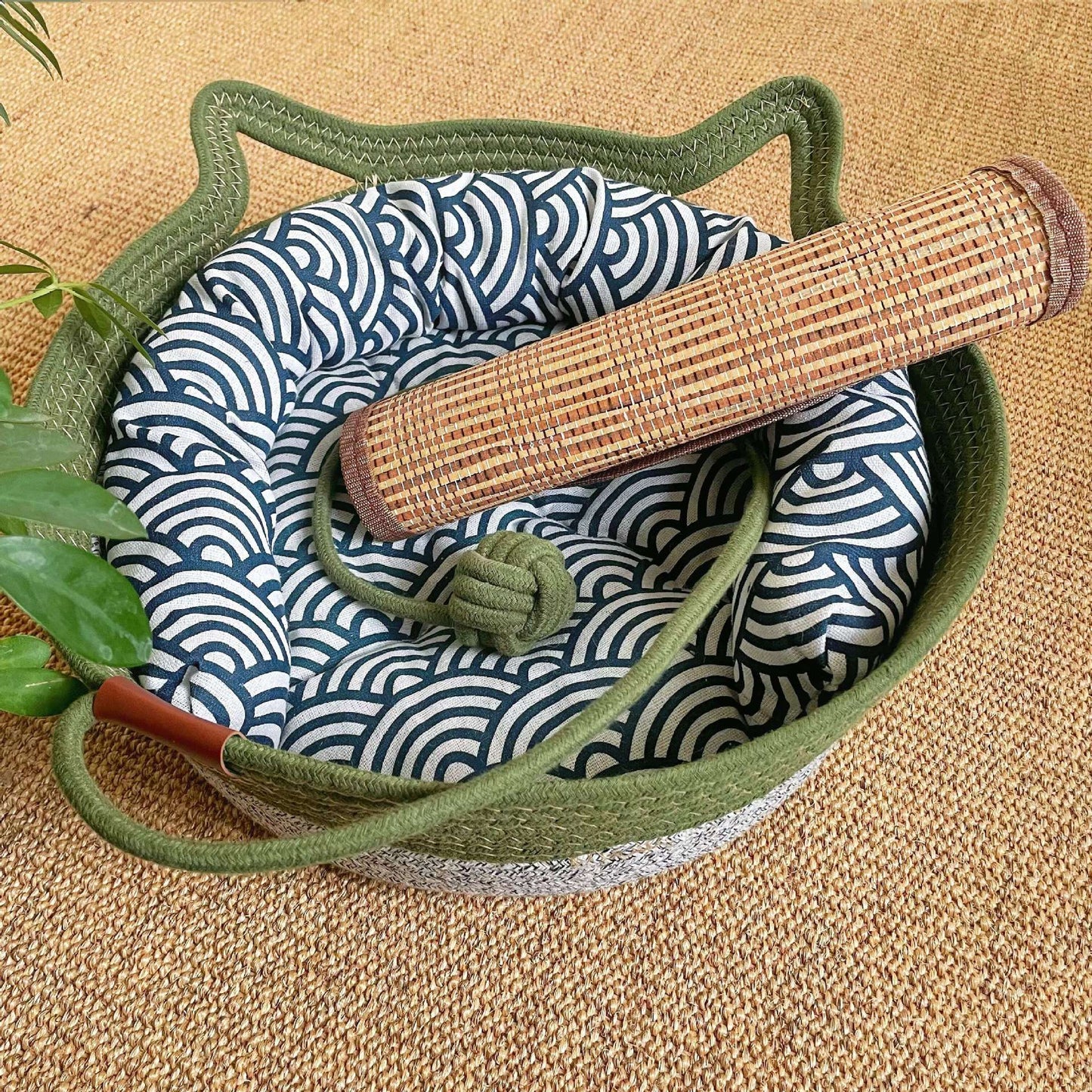 Woven Rattan Cat Nest with Optional Accessories