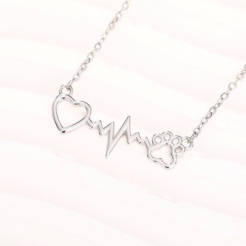 Cat Paw Love Heart-shaped Necklace