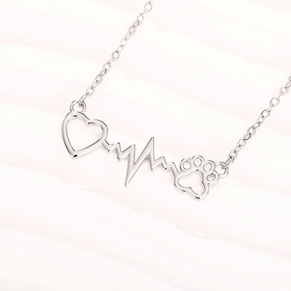 Cat Paw Love Heart-shaped Necklace