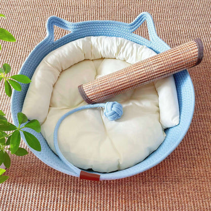 Woven Rattan Cat Nest with Optional Accessories