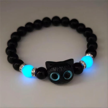 Luminous Cat Charm Bracelet Necklace Set