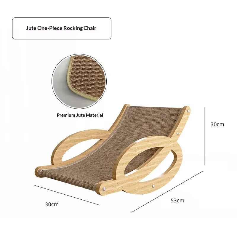 Large Luxury Cat Rocking Chair & Scratching Board Integrated Recliner Hammock Summer Non-Shedding